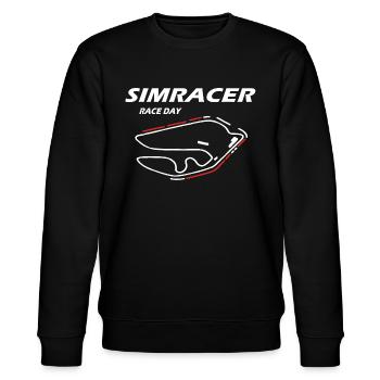 Simracer Simracing Virtual Racing Race Day - Stanley/Stella Unisex Bio-Sweatshirt CHANGER  - Schwarz - Vorne - Nik (191cm) & Marisol (170cm)