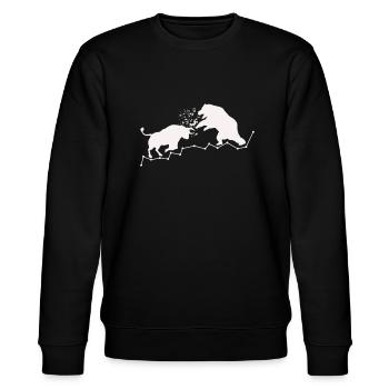 Bull Versus Bear Stock Aktie - Stanley/Stella Unisex Bio-Sweatshirt CHANGER  - Schwarz - Vorne - Nik (191cm) & Marisol (170cm)