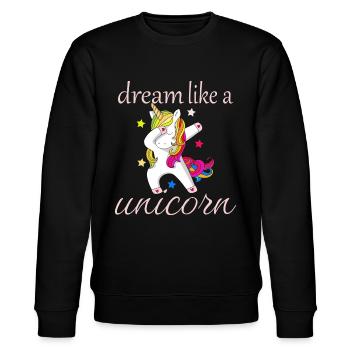 Dreams like a unicorn - Stanley/Stella CHANGER Unisex Organic Sweatshirt - black - Front - Nik (191cm) & Marisol (170cm)