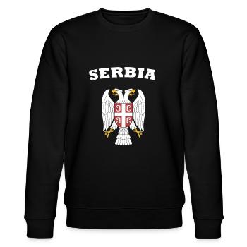 Serbien Srbija Adler Wappen Flagge Fahne - Stanley/Stella Unisex Bio-Sweatshirt CHANGER  - Schwarz - Vorne - Nik (191cm) & Marisol (170cm)