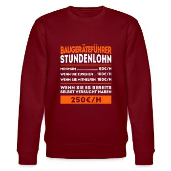 Baugeräteführer Baggerfahrer - Stundenlohn - Stanley/Stella Unisex Bio-Sweatshirt CHANGER  - Burgunderrot - Vorne - Nik (191cm) & Marisol (170cm)