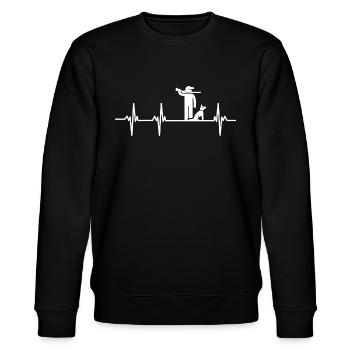 Herzschlag Jäger Jagdhund - Stanley/Stella Unisex Bio-Sweatshirt CHANGER  - Schwarz - Vorne - Nik (191cm) & Marisol (170cm)