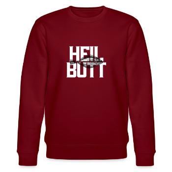 Heilbutt Angeln Angler - Stanley/Stella Unisex Bio-Sweatshirt CHANGER  - Burgunderrot - Vorne - Nik (191cm) & Marisol (170cm)