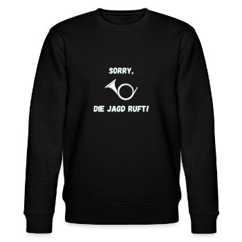 Jagd Jagen Jagdhorn - Stanley/Stella Unisex Bio-Sweatshirt CHANGER  - Schwarz - Vorne - Nik (191cm) & Marisol (170cm)