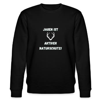 Jagd Jagen Naturschutz - Stanley/Stella Unisex Bio-Sweatshirt CHANGER  - Schwarz - Vorne - Nik (191cm) & Marisol (170cm)
