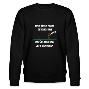 Jagen Genossen Geschossen - Stanley/Stella Unisex Bio-Sweatshirt CHANGER  - Schwarz - Vorne - Nik (191cm) & Marisol (170cm)