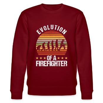 Feuerwehrmann und Feuerwehr Evolution - Stanley/Stella Unisex Bio-Sweatshirt CHANGER  - Burgunderrot - Vorne - Nik (191cm) & Marisol (170cm)