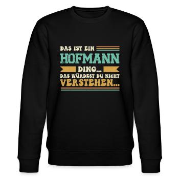 Familienname Hofmann - für Familie Hofmann - Stanley/Stella Unisex Bio-Sweatshirt CHANGER  - Schwarz - Vorne - Nik (191cm) & Marisol (170cm)