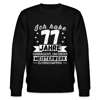 77. Geburtstag Meisterwerk 77 Jahre Geschenk - Stanley/Stella Unisex Bio-Sweatshirt CHANGER  - Schwarz - Vorne - Nik (191cm) & Marisol (170cm)