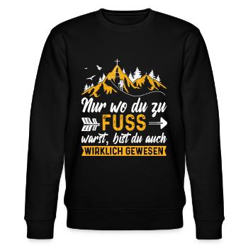 Nur wo du zu Fuß warst Berge Wandern Abenteuer - Stanley/Stella Unisex Bio-Sweatshirt CHANGER  - Schwarz - Vorne - Nik (191cm) & Marisol (170cm)