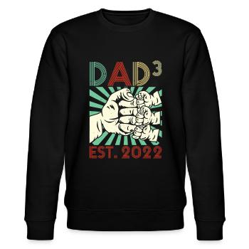 Dreifacher Papa 3 Kinder Papa Dad 2022 - Stanley/Stella Unisex Bio-Sweatshirt CHANGER  - Schwarz - Vorne - Nik (191cm) & Marisol (170cm)