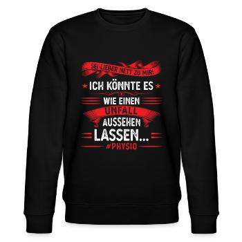 Physio Physiotherapeut Physiotherapie - Stanley/Stella Unisex Bio-Sweatshirt CHANGER  - Schwarz - Vorne - Nik (191cm) & Marisol (170cm)