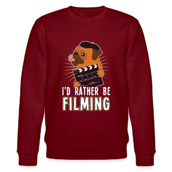 Ich Wäre Lieber Beim Filmen - Filmemacher - Stanley/Stella Unisex Bio-Sweatshirt CHANGER  - Burgunderrot - Vorne - Nik (191cm) & Marisol (170cm)
