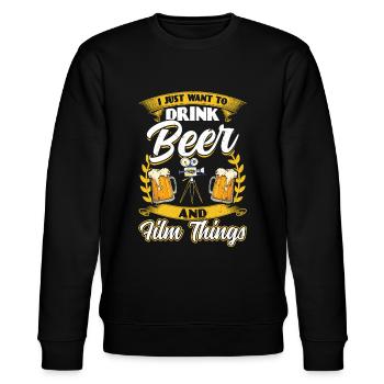Ich Will Nur Bier Trinken Und Dinge Filmen - Stanley/Stella Unisex Bio-Sweatshirt CHANGER  - Schwarz - Vorne - Nik (191cm) & Marisol (170cm)
