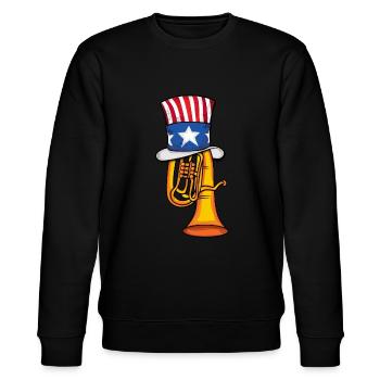 Tuba Musik USA 4th Of July Amerika Big Band Tuba - Stanley/Stella Unisex Bio-Sweatshirt CHANGER  - Schwarz - Vorne - Nik (191cm) & Marisol (170cm)