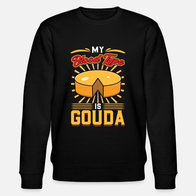 Meine Blutgruppe Ist Gouda - Stanley/Stella Unisex Bio-Sweatshirt CHANGER  - Schwarz
