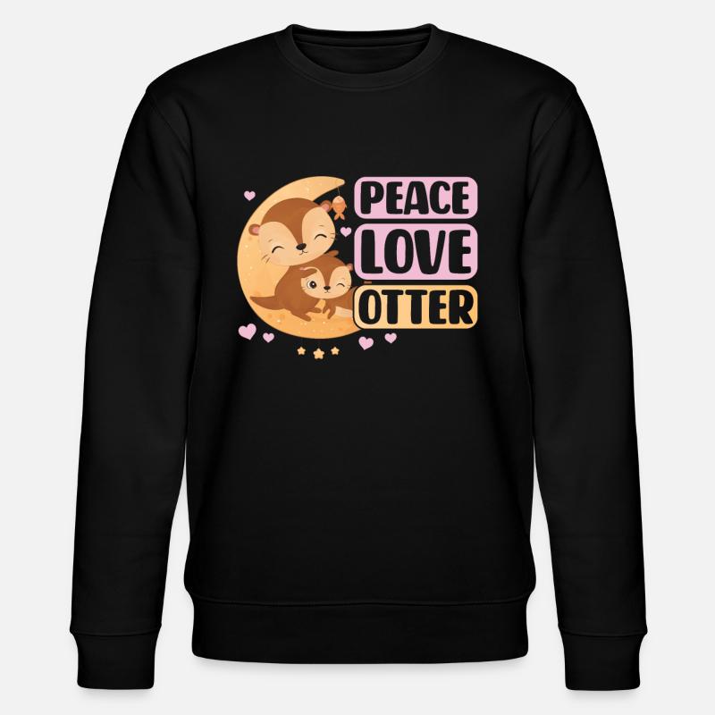 Frieden - Liebe - Otter - Stanley/Stella Unisex Bio-Sweatshirt CHANGER  - Schwarz
