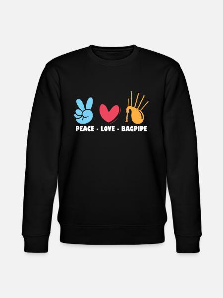 Peace - Love - Bagpipe - Bagpiper - Stanley/Stella Unisex Bio-Sweatshirt CHANGER  - Schwarz