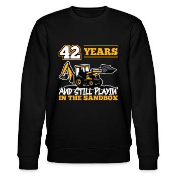 42 Jahre - 42 Jahre Alt - 42. Geburtstag - Bagger - Stanley/Stella Unisex Bio-Sweatshirt CHANGER  - Schwarz - Vorne - Nik (191cm) & Marisol (170cm)