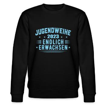 Jugendweihe 2023 Mädchen Junge - Stanley/Stella Unisex Bio-Sweatshirt CHANGER  - Schwarz - Vorne - Nik (191cm) & Marisol (170cm)