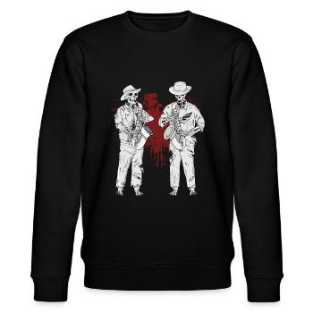 Saxophon Geschenk Männer Big Band Musik Saxophon - Stanley/Stella Unisex Bio-Sweatshirt CHANGER  - Schwarz - Vorne - Nik (191cm) & Marisol (170cm)