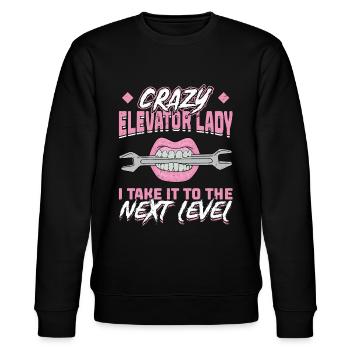 Elevator Lady - Je passe au niveau supérieur - Sweat bio CHANGER Stanley/Stella Unisexe - noir - Devant - Nik (191cm) & Marisol (170cm)