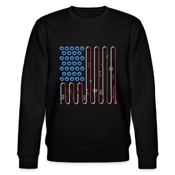 Trumpete USA Flagge Musik Big Band 4th Of July - Stanley/Stella Unisex Bio-Sweatshirt CHANGER  - Schwarz - Vorne - Nik (191cm) & Marisol (170cm)