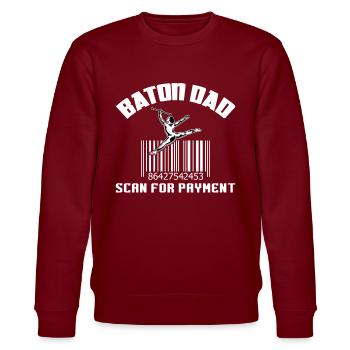 Baton Dad - Scan For Payment - Baton Twirler - Stanley/Stella Unisex Bio-Sweatshirt CHANGER  - Burgunderrot - Vorne - Nik (191cm) & Marisol (170cm)