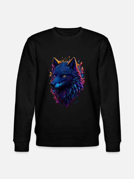 bunter abstrakter Wolf - Stanley/Stella Unisex Bio-Sweatshirt CHANGER  - Schwarz