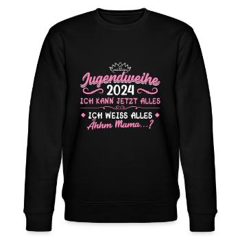 Jugendweihe 2024 Mädchen Junge - Stanley/Stella Unisex Bio-Sweatshirt CHANGER  - Schwarz - Vorne - Nik (191cm) & Marisol (170cm)
