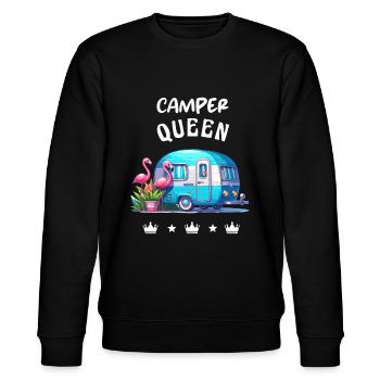 Camper Queen Camping Caraven Wohnmobil Sommer - Stanley/Stella Unisex Bio-Sweatshirt CHANGER  - Schwarz - Vorne - Nik (191cm) & Marisol (170cm)