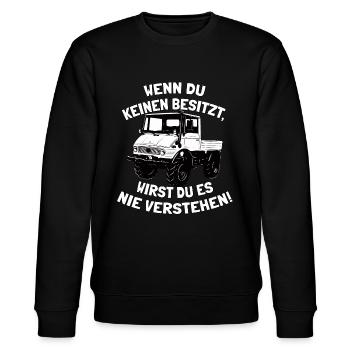 Unimog 407 - Offroad - Universal Motorgerät - Stanley/Stella Unisex Bio-Sweatshirt CHANGER  - Schwarz - Vorne - Nik (191cm) & Marisol (170cm)