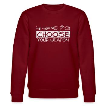 Choose Your Weapon - Stanley/Stella CHANGER Unisex Organic Sweatshirt - burgundy - Front - Nik (191cm) & Marisol (170cm)