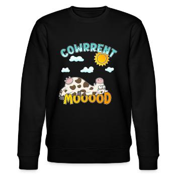 Cowrrent Mood - Comic Kuh - Stanley/Stella Unisex Bio-Sweatshirt CHANGER  - Schwarz - Vorne - Nik (191cm) & Marisol (170cm)