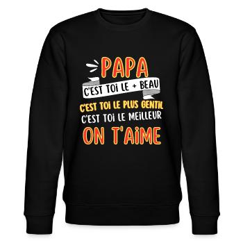 T-shirt Cadeau Noel Papa On T aime - Sweat bio CHANGER Stanley/Stella Unisexe - noir - Devant - Nik (191cm) & Marisol (170cm)