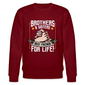 Bruder Und Schwester Beste Freunde Spruch Geschenk - Stanley/Stella Unisex Bio-Sweatshirt CHANGER  - Burgunderrot - Vorne - Nik (191cm) & Marisol (170cm)