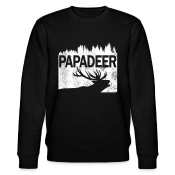 Papadeer Papa Dad Platzhirsch Vater Retro Vintage - Stanley/Stella Unisex Bio-Sweatshirt CHANGER  - Schwarz - Vorne - Nik (191cm) & Marisol (170cm)