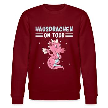 Hausdrachen On Tour - Stanley/Stella Unisex Bio-Sweatshirt CHANGER  - Burgunderrot - Vorne - Nik (191cm) & Marisol (170cm)