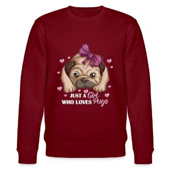 Just a Girl who loves Pugs Hunderasse Mops Herz - Stanley/Stella Unisex Bio-Sweatshirt CHANGER  - Burgunderrot - Vorne - Nik (191cm) & Marisol (170cm)