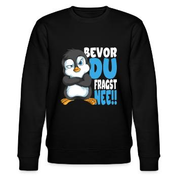 Bevor du fragst nee mir egal Pinguine - Stanley/Stella Unisex Bio-Sweatshirt CHANGER  - Schwarz - Vorne - Nik (191cm) & Marisol (170cm)