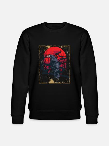 Gothic Skull-Red Moon-Black Crow - Stanley/Stella CHANGER Unisex Organic Sweatshirt - black