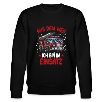 Feuerwehrspruch Feuerwehrauto Kinder Outfit - Stanley/Stella Unisex Bio-Sweatshirt CHANGER  - Schwarz - Vorne - Nik (191cm) & Marisol (170cm)