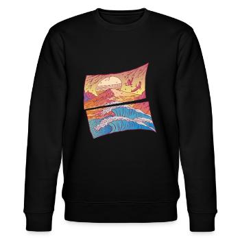 The Great Kanagawa Wave Japanese - Stanley/Stella CHANGER Unisex Organic Sweatshirt - black - Front - Nik (191cm) & Marisol (170cm)