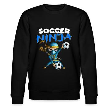 Der Soccer Ninja für Kinder Geburtstagsparty - Stanley/Stella Unisex Bio-Sweatshirt CHANGER  - Schwarz - Vorne - Nik (191cm) & Marisol (170cm)