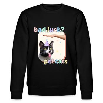 Cat Memes - Bad Luck Pet Cats - Stanley/Stella CHANGER Unisex Organic Sweatshirt - black - Front - Nik (191cm) & Marisol (170cm)