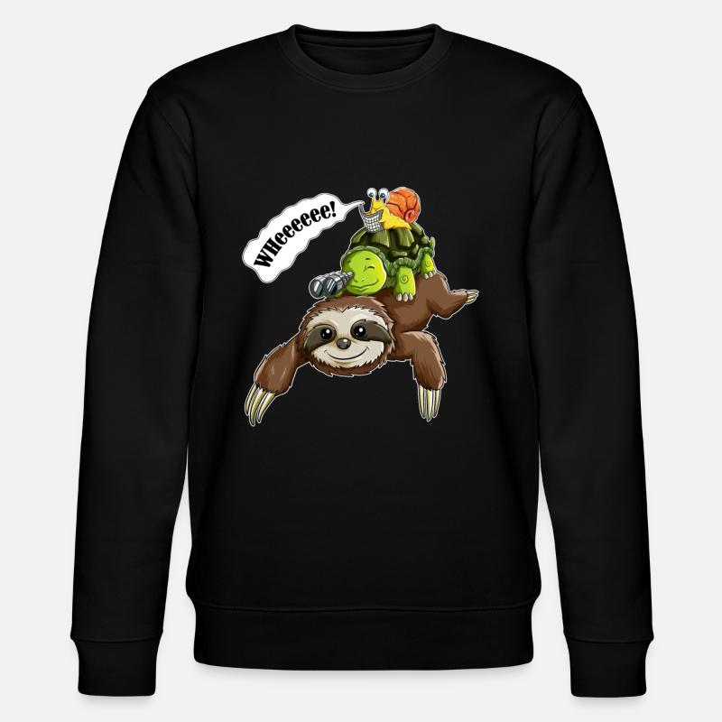 Sloth, Turtles, Snails, Wheeeee - Stanley/Stella CHANGER Unisex Organic Sweatshirt - black