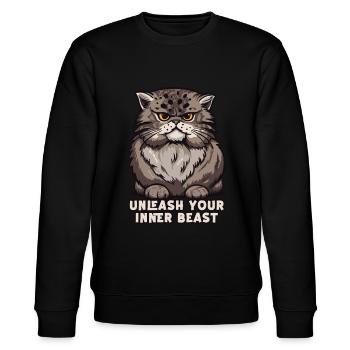 Entfesselt Ihr Inneres Biest -Owl -Design - Stanley/Stella Unisex Bio-Sweatshirt CHANGER  - Schwarz - Vorne - Nik (191cm) & Marisol (170cm)