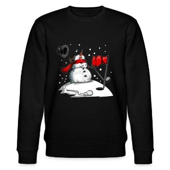 Schneemann Golf Kleidung Golf im Winter Golfball - Stanley/Stella Unisex Bio-Sweatshirt CHANGER  - Schwarz - Vorne - Nik (191cm) & Marisol (170cm)