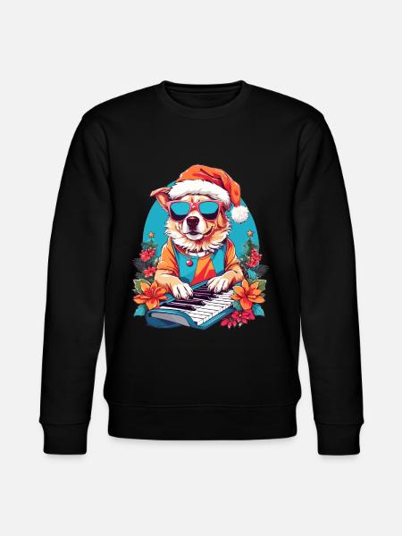 Hund mit Piano - Stanley/Stella Unisex Bio-Sweatshirt CHANGER - Schwarz