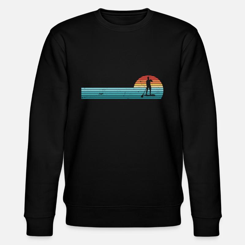 Paddleboarding Retro Sunset Paddleboard - Stanley/Stella CHANGER Unisex Organic Sweatshirt - black